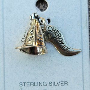 NEW old stock Cherokee, NC teepee solid 925 sterling silver Wheeler charm